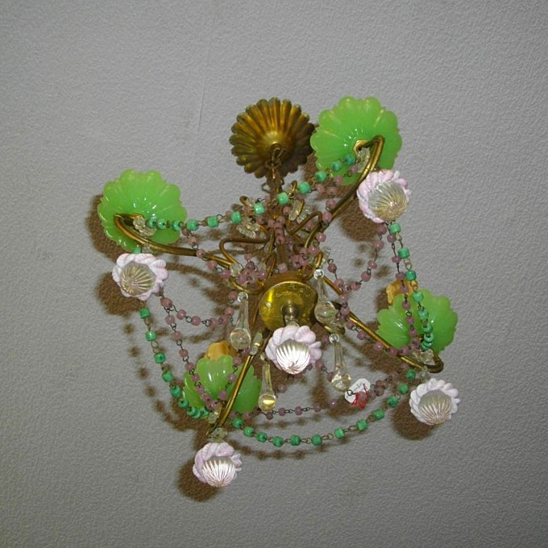 Murano Chandelier Color Opaline Brass Mount