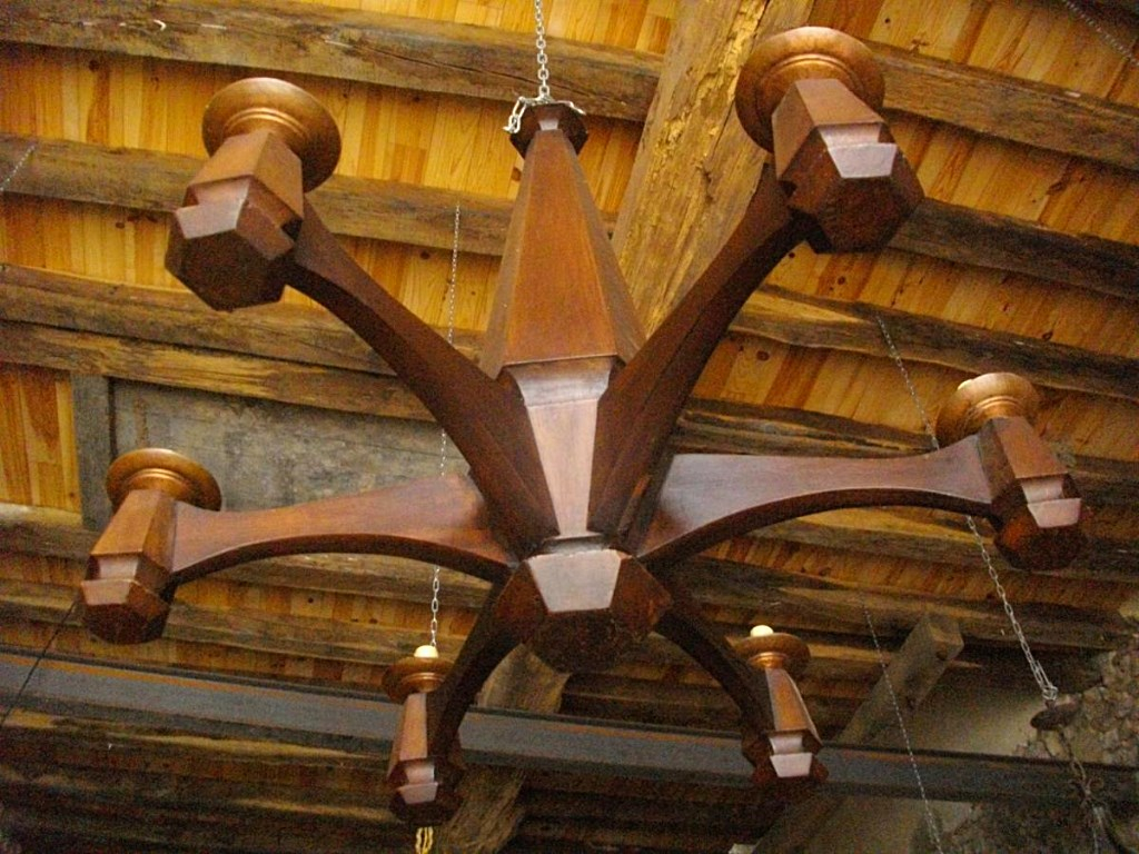 Large Medieval Wooden Chandelier