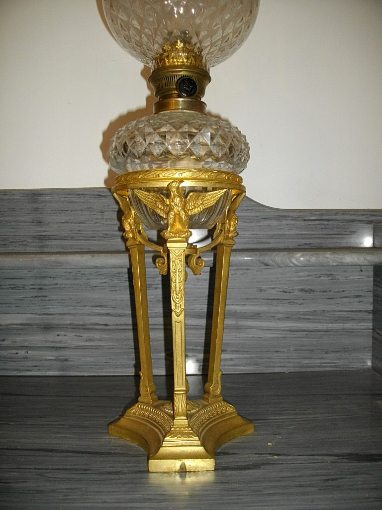 Large Lamp Petrole Crystal Cut And Bronze Nineteenth-photo-2