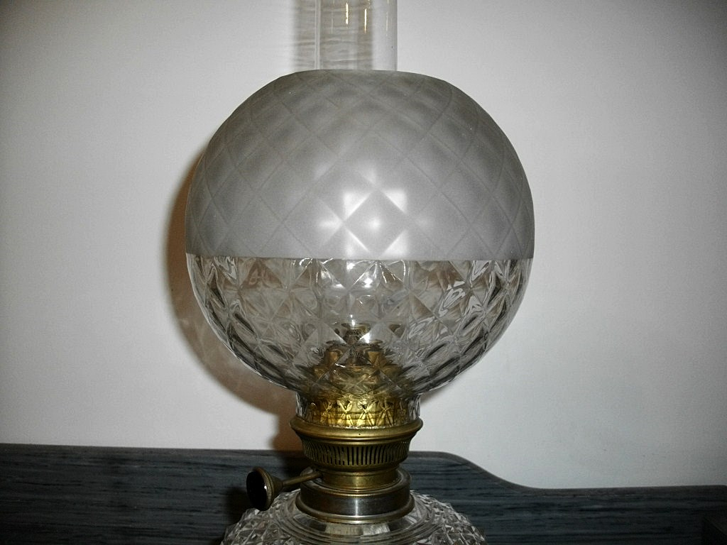 Large Lamp Petrole Crystal Cut And Bronze Nineteenth-photo-4