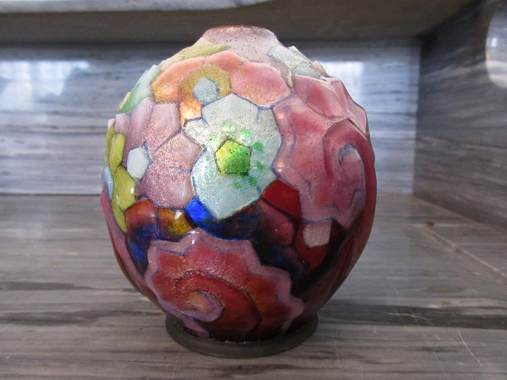 Camille Faur&eacute; Art D&eacute;co Vase Boule &eacute;mail De Limoges-photo-2