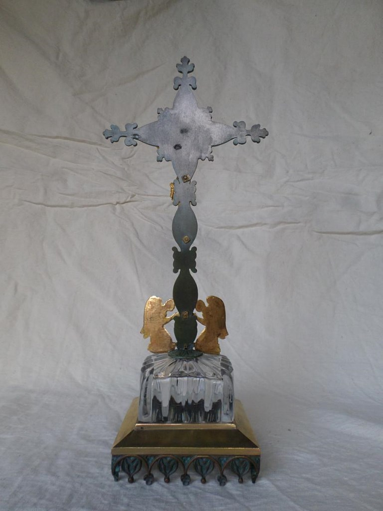 Christ Crucifix Bronze doré Et Cristal XIXème-photo-2