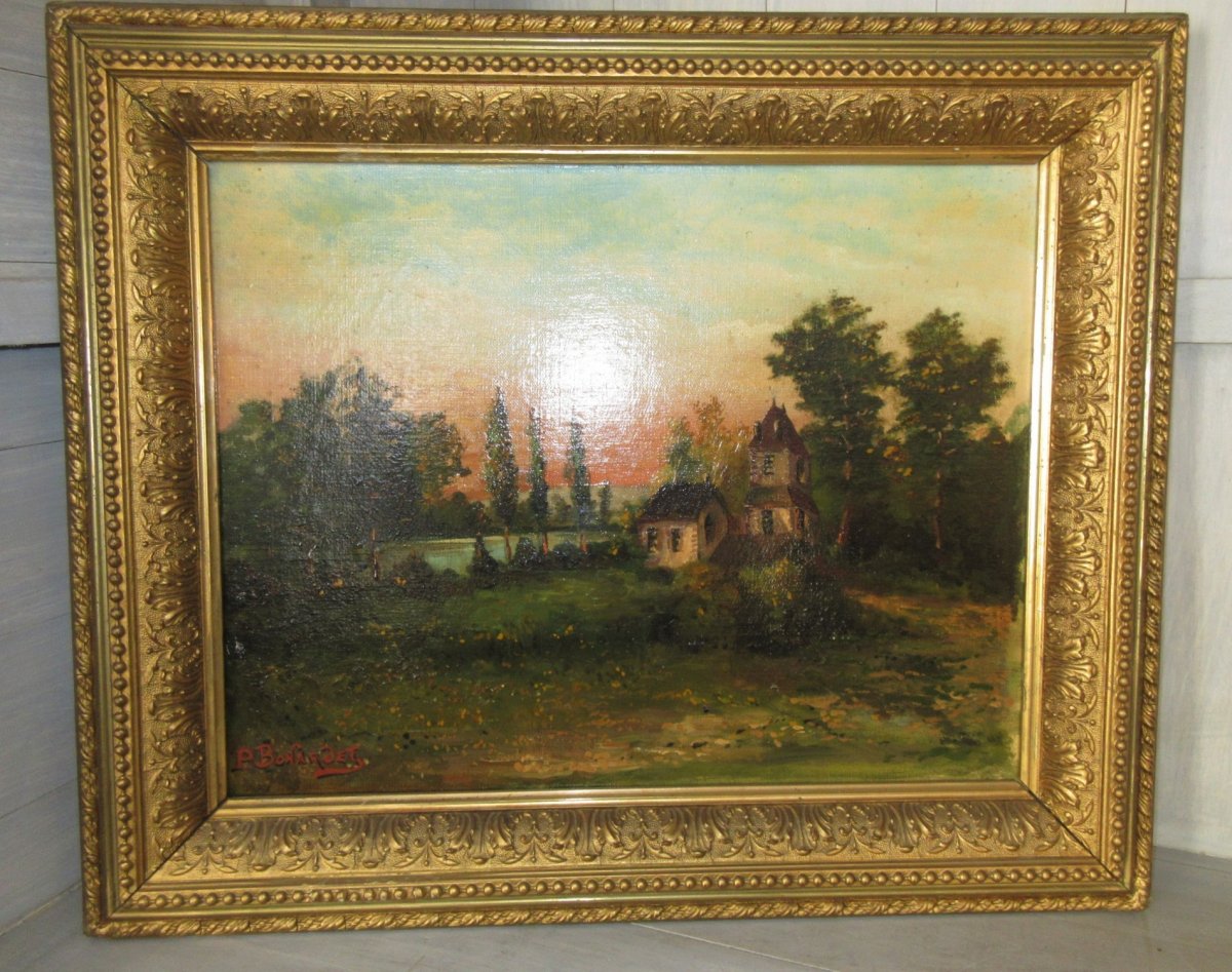 P Bonardet Paysage Campagnard  Huile Sur Toile XIX &egrave;me