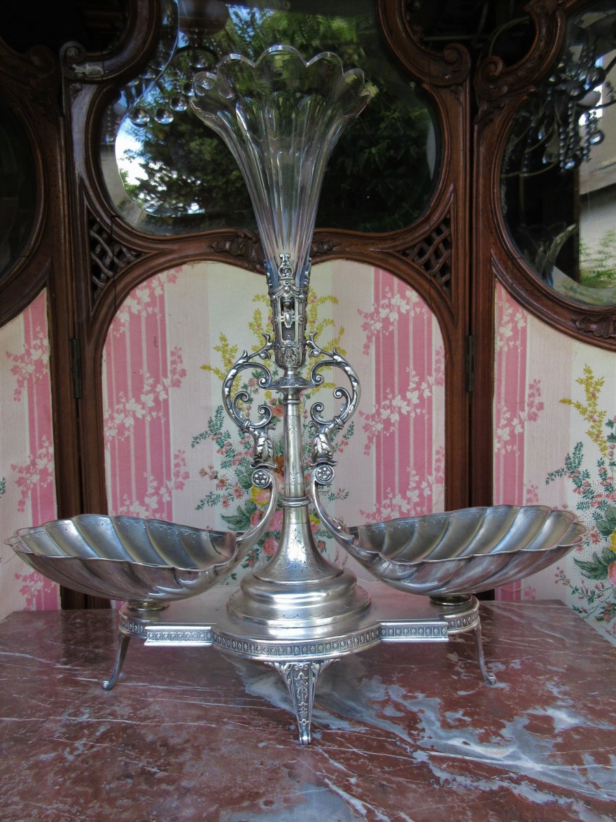 Especially Centerpiece With Vase Soliflor Crystal Nineteenth-photo-2