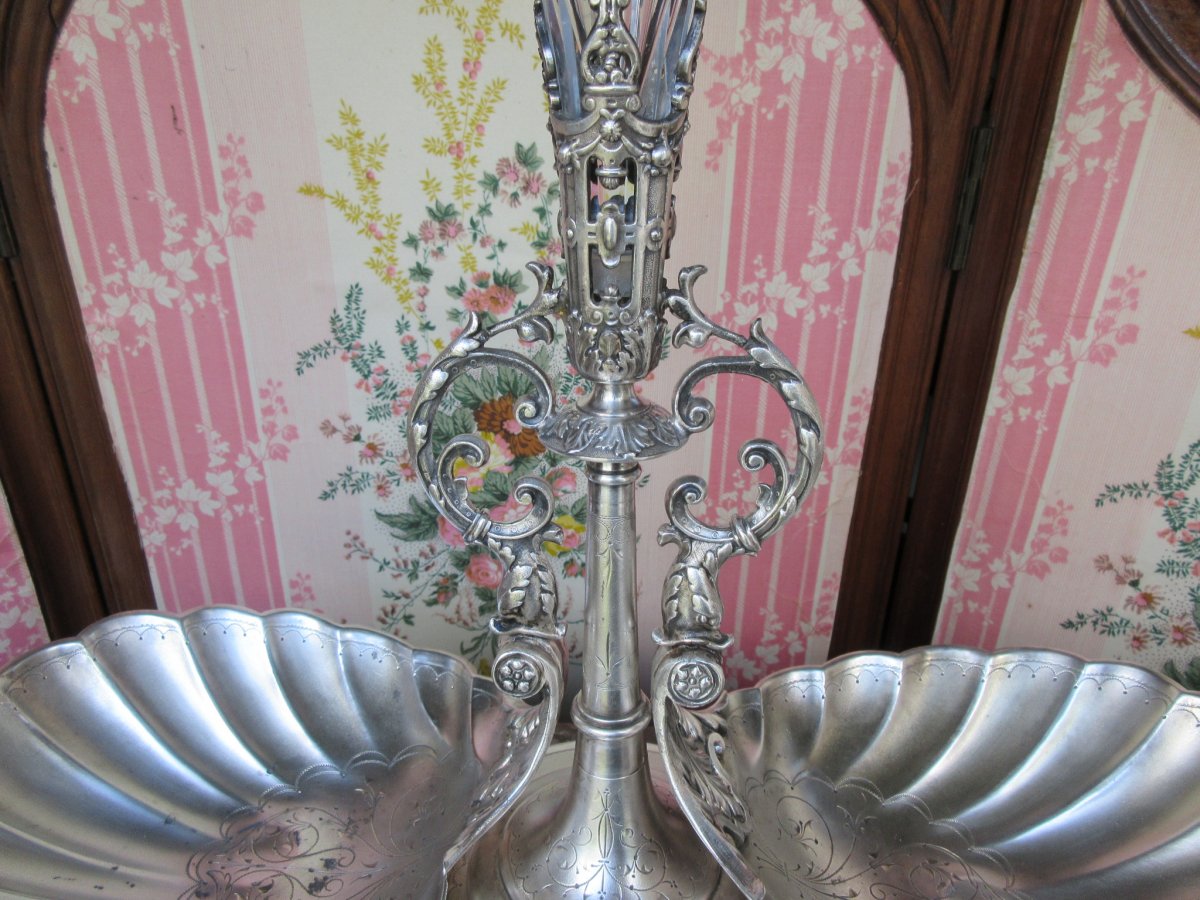 Especially Centerpiece With Vase Soliflor Crystal Nineteenth-photo-2