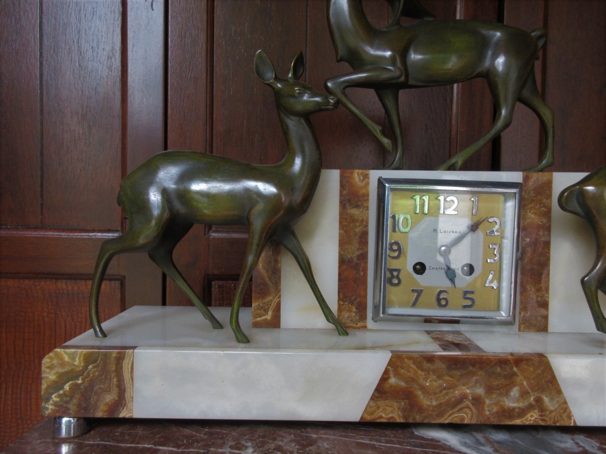 Pendule Bronze Art Deco Michel Decoux -photo-3