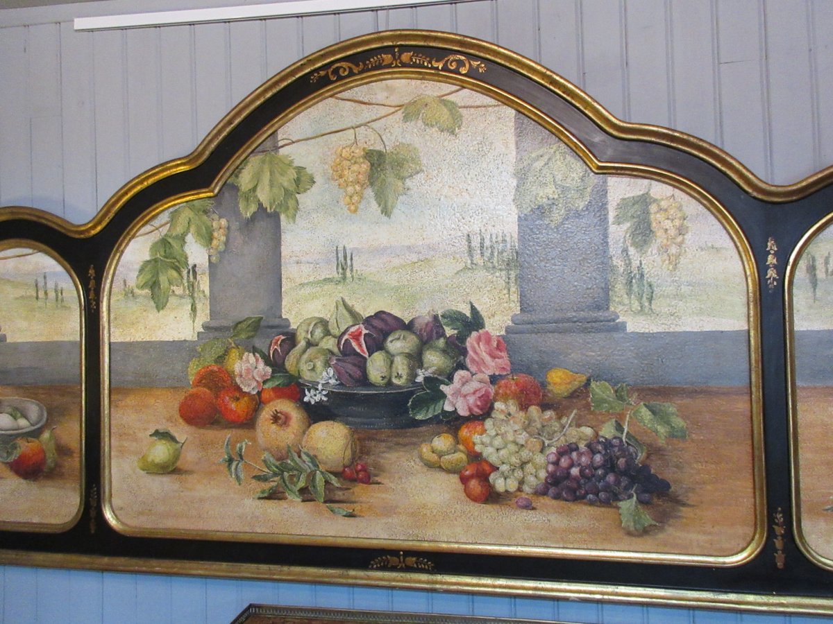 Grand Triptyque Nature Morte Aux Fruits &eacute;cole Italienne -photo-2