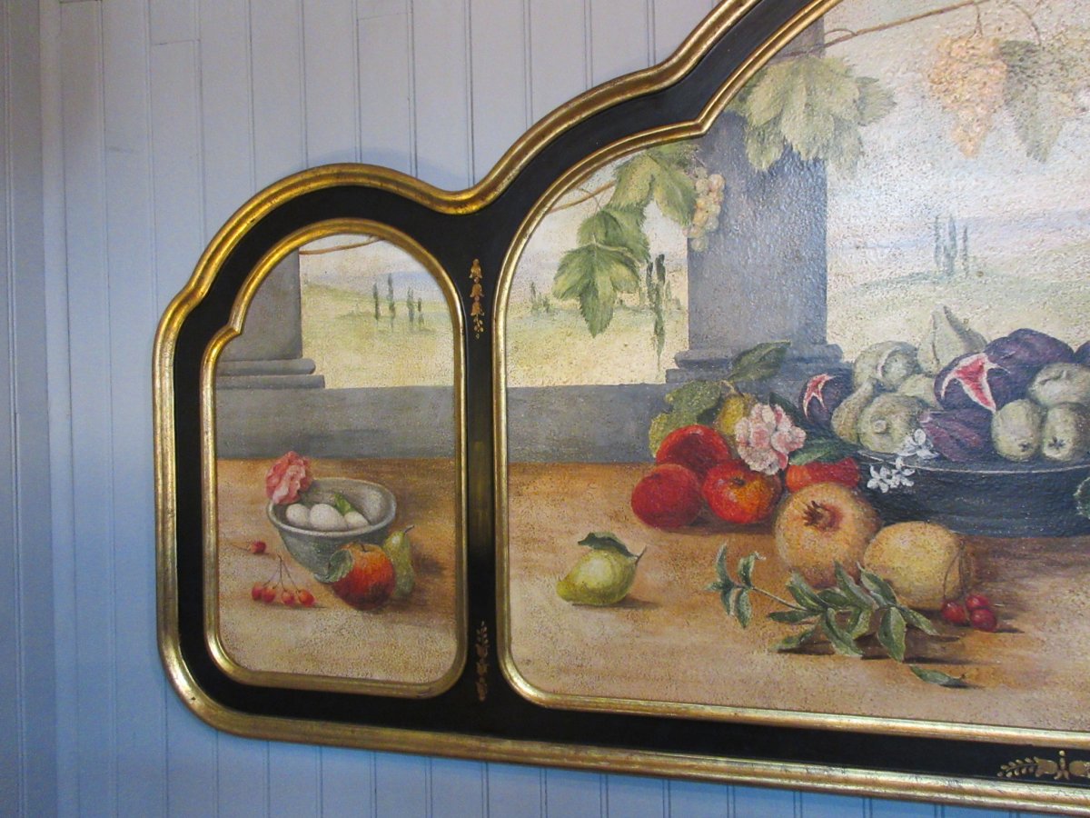 Grand Triptyque Nature Morte Aux Fruits &eacute;cole Italienne -photo-3