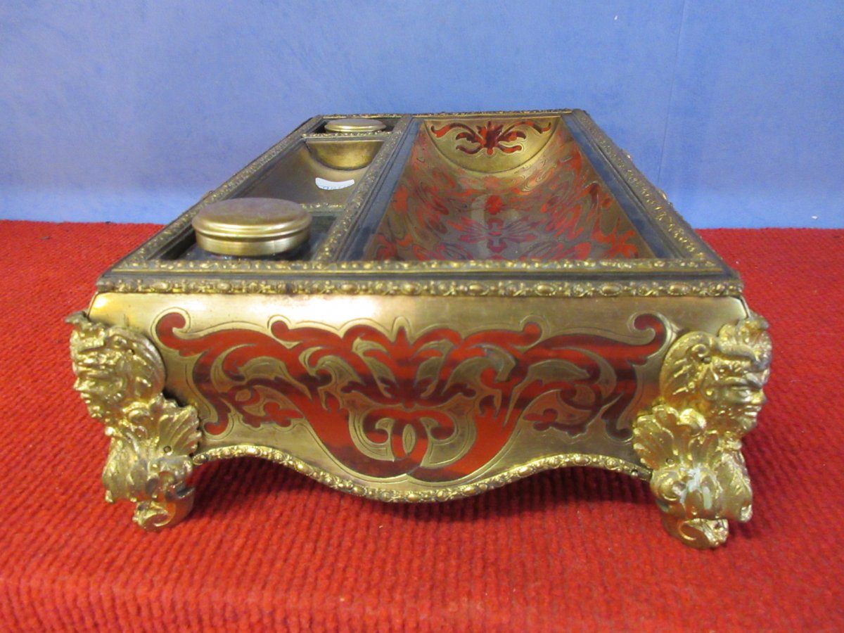 Encrier Marqueterie Boulle XIXème -photo-1