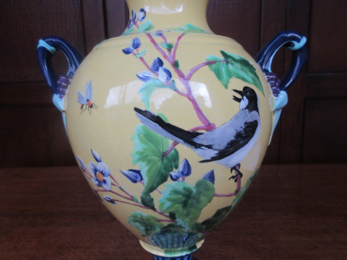 Vase Creil  Montereau Bird Decor Bee Nineteenth-photo-2