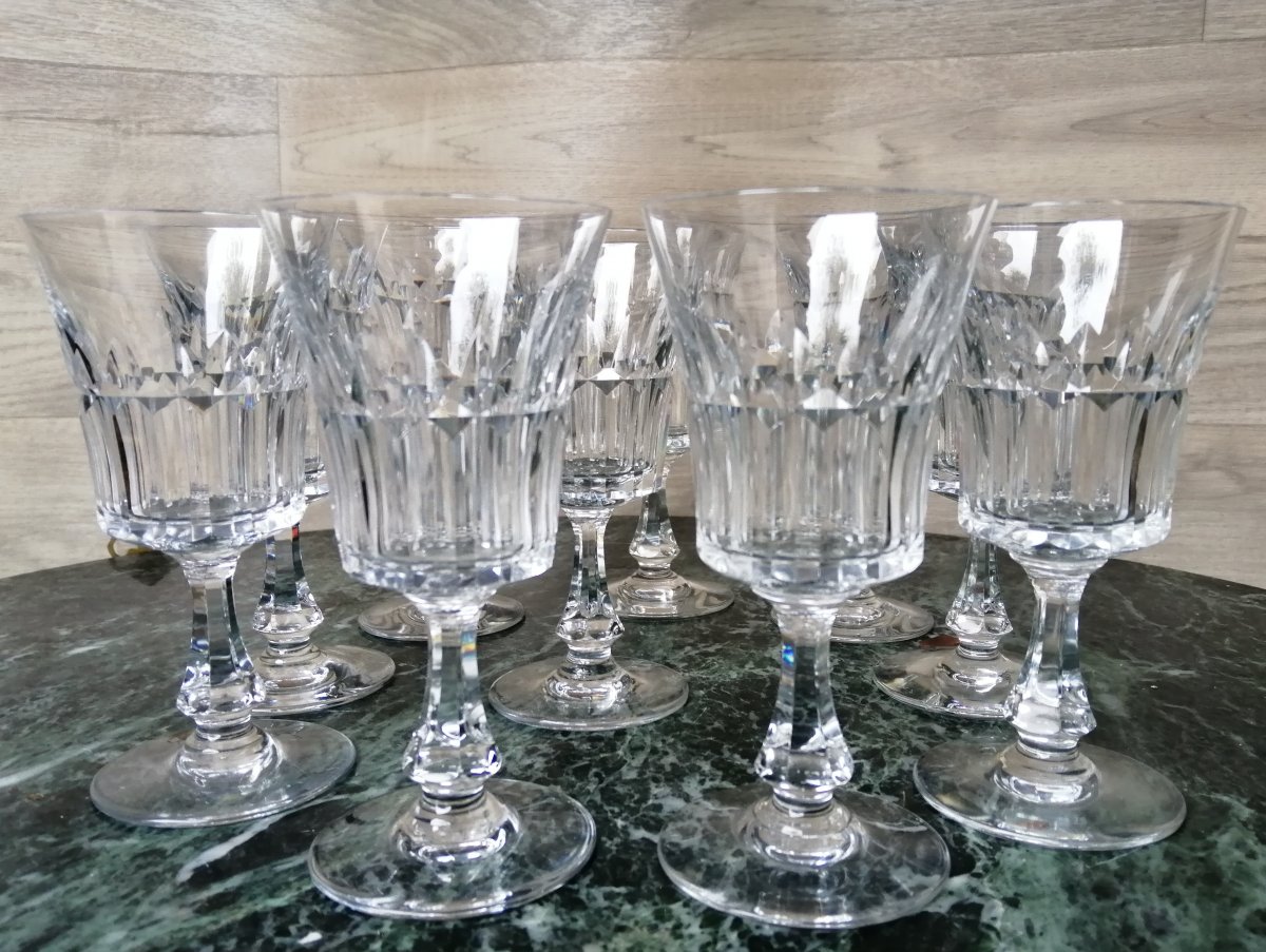 10 Crystal Baccarat Wine Glasses-photo-2