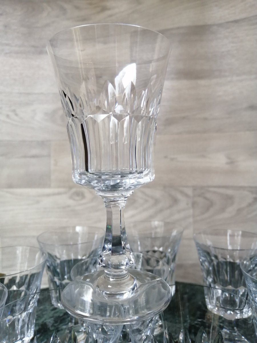10 Crystal Baccarat Wine Glasses-photo-3