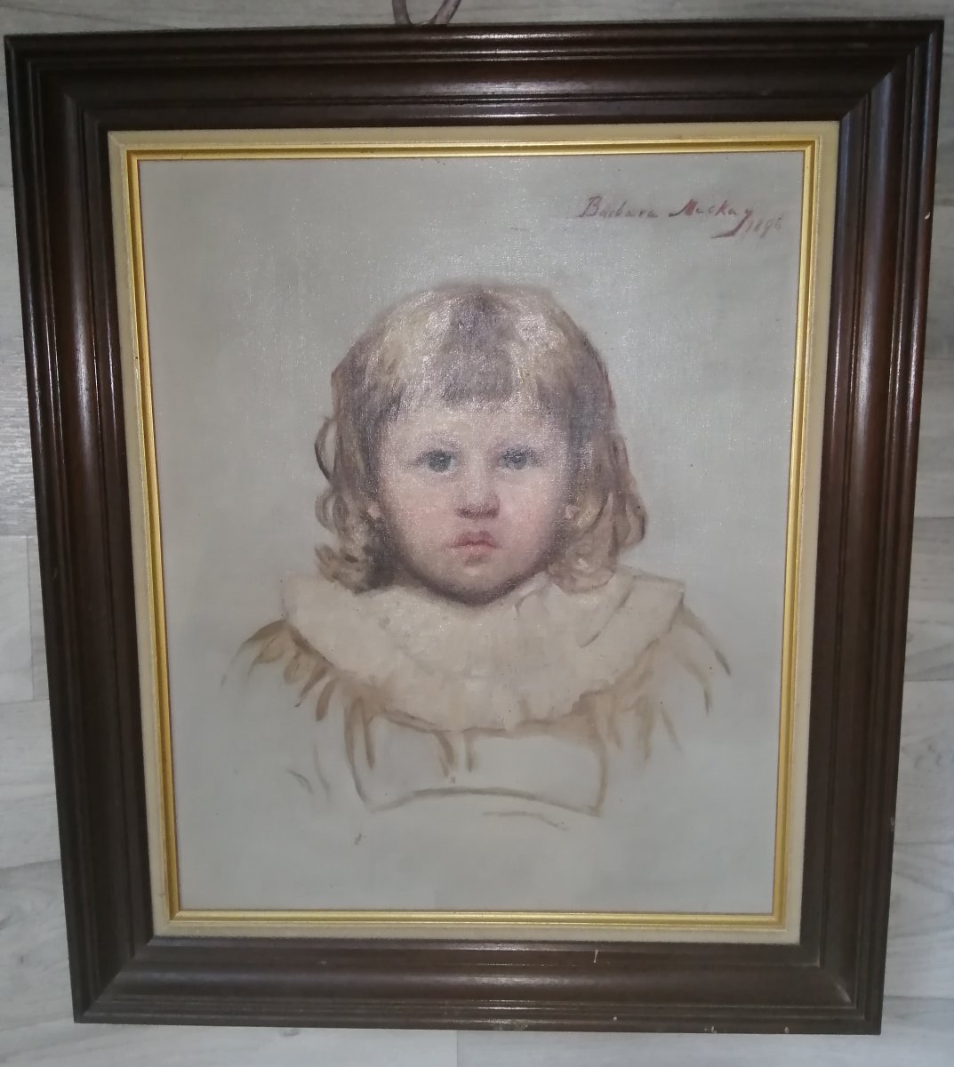 Barbara Mackay Portrait Young Girl Oil On Canvas-photo-2