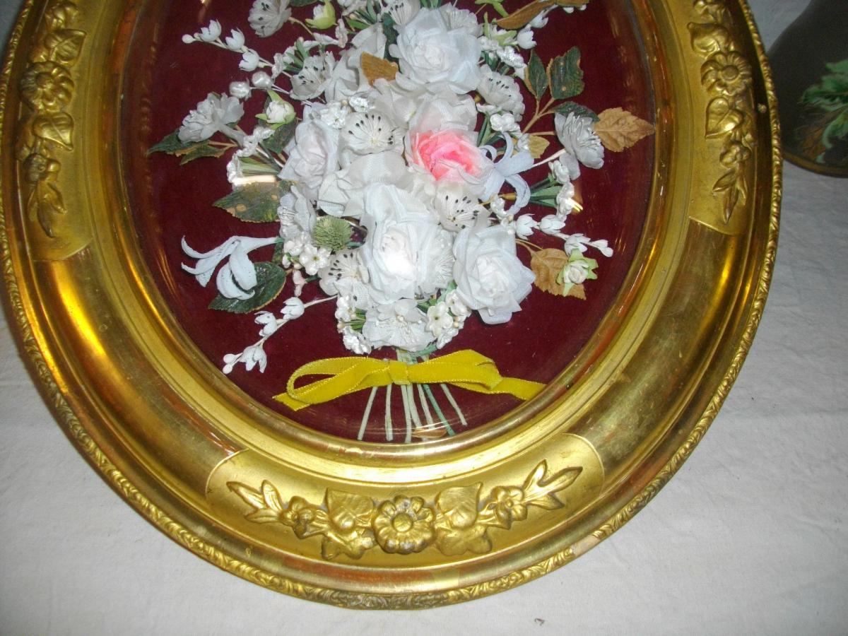 Cadre Ovale Bois Dore Verre Bombe-photo-2