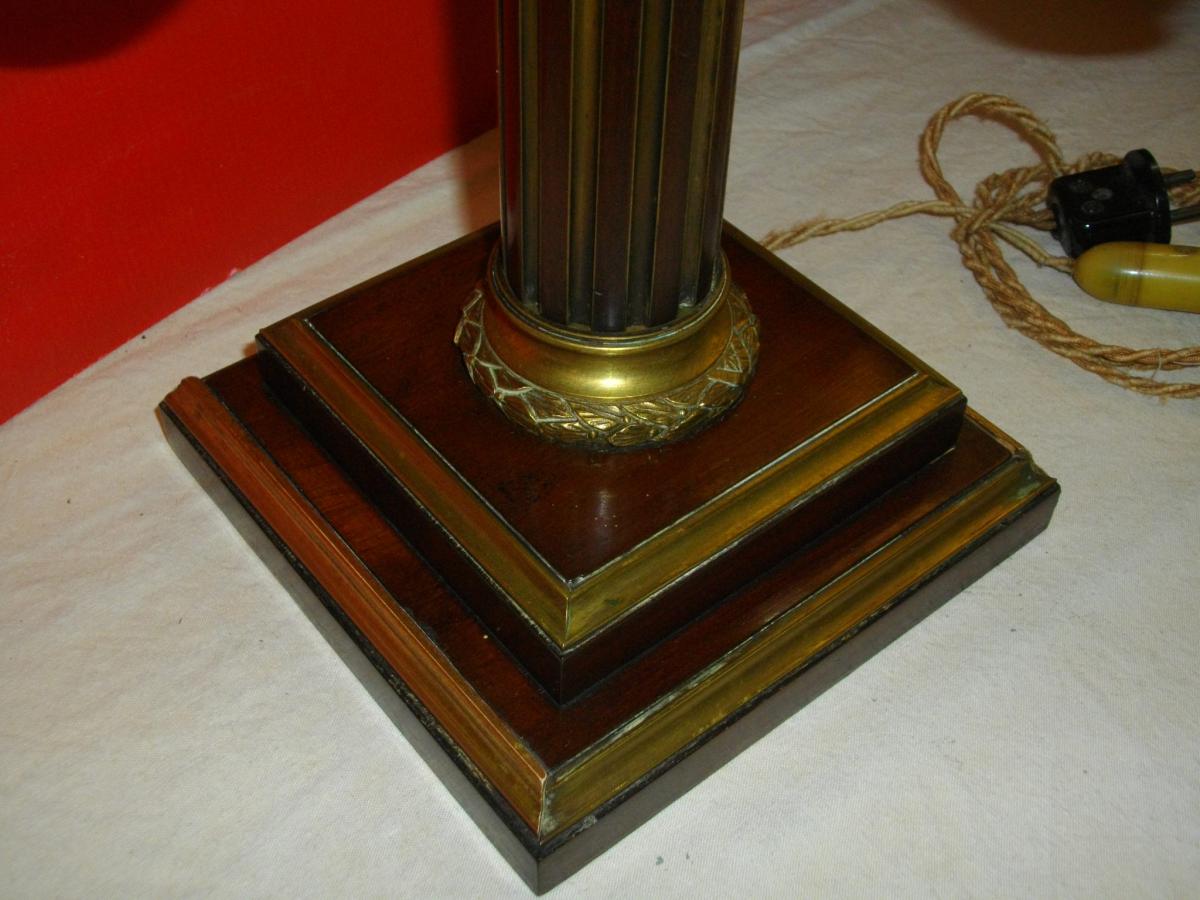 Grande Lampe Bouillotte Acajou Bronze XIX Eme-photo-3