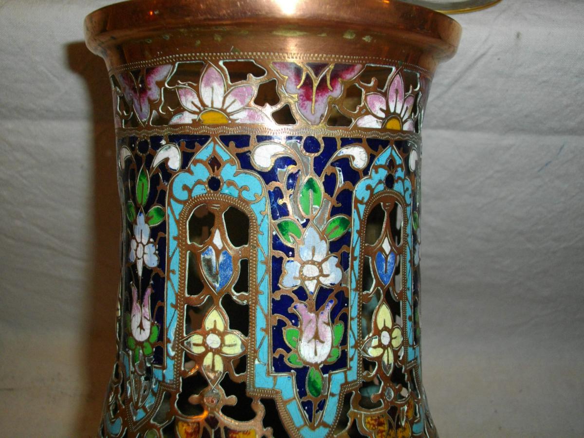 Cloisonné Enamel Vase Large Bronze And 19th-photo-2