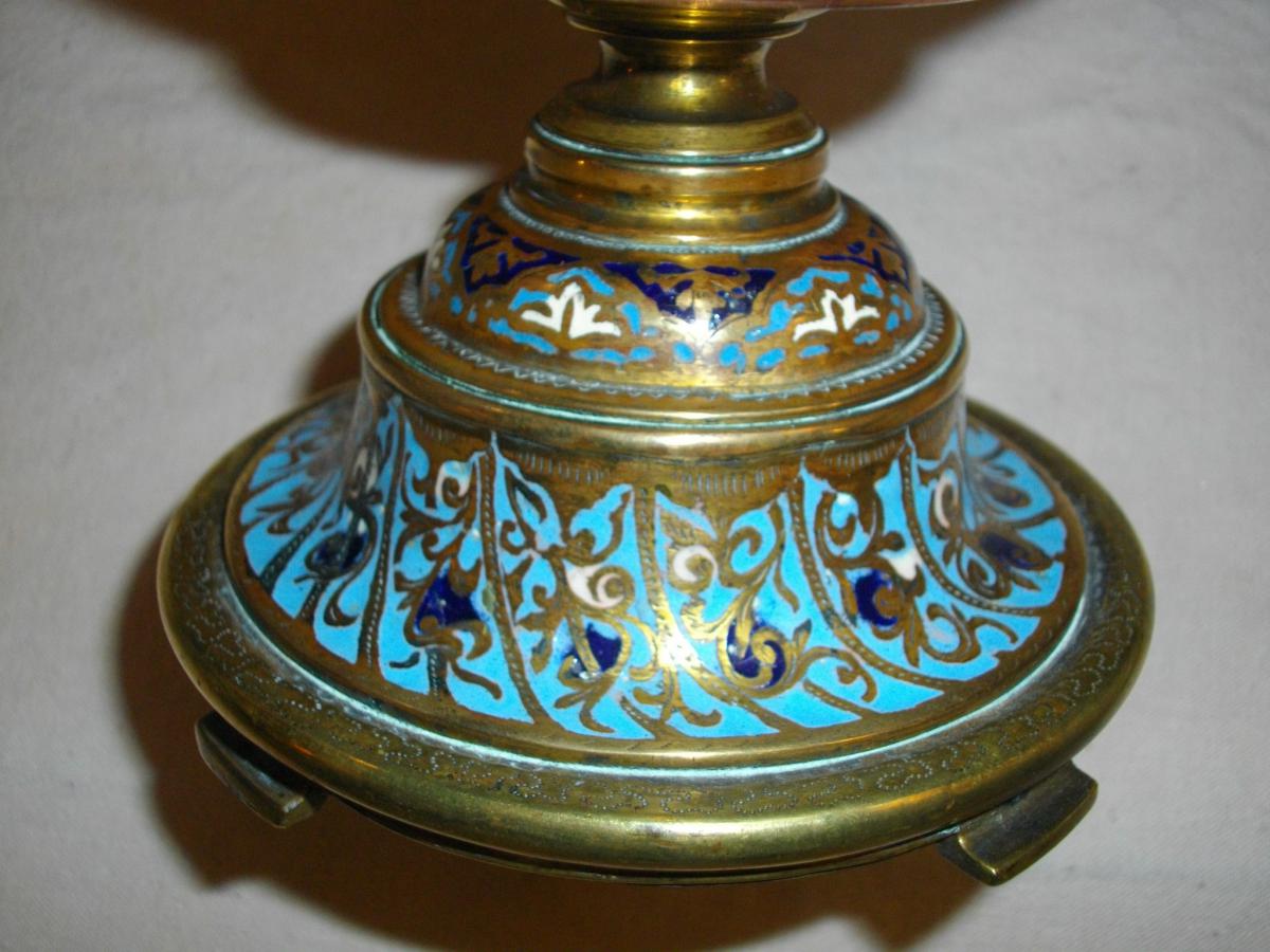 Grand Vase En &eacute;maux Cloisonn&eacute;s Et Bronze 19eme -photo-1