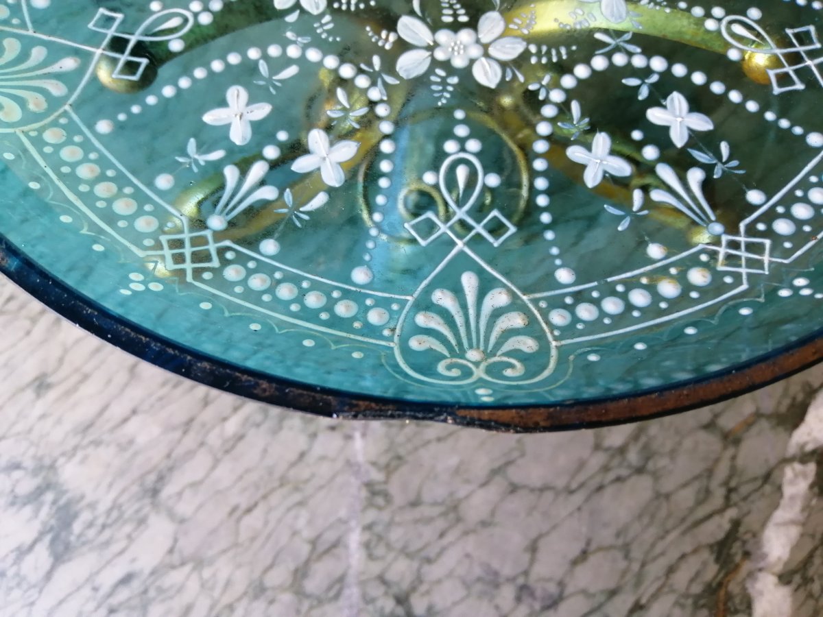 Centerpiece Vase Cornet Enamelled In Relief-photo-1