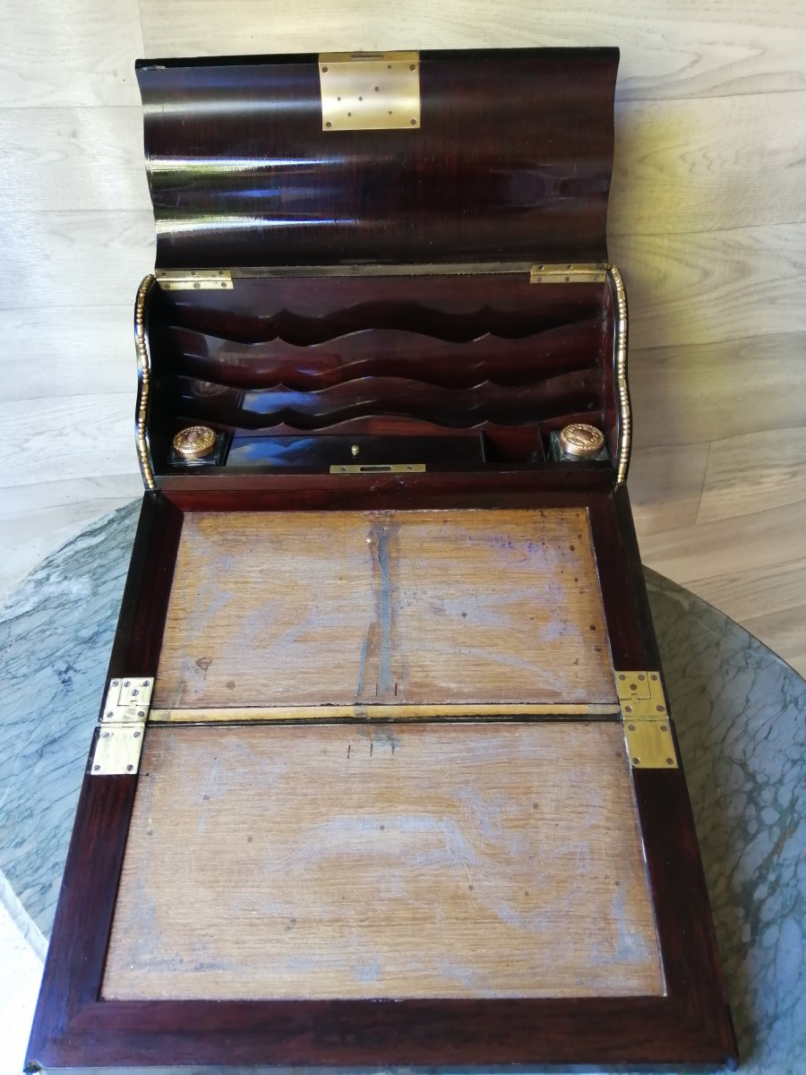 écritoire En Marqueterie Boulle Avec Encrier Intérieur -photo-4