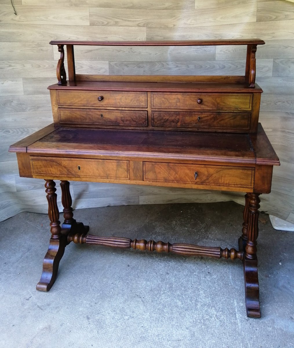 Small Bureau In Burl Walnut Louis Philippe-photo-2