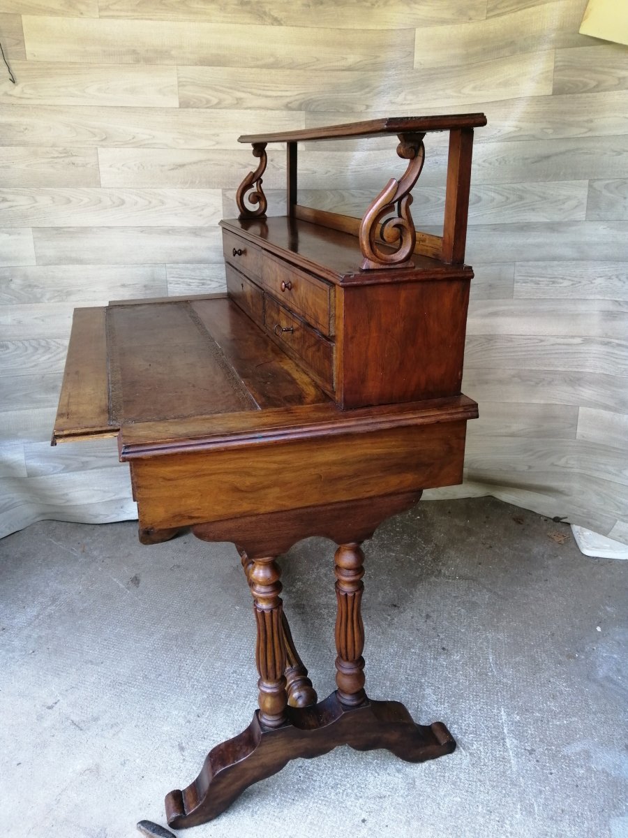 Small Bureau In Burl Walnut Louis Philippe-photo-3