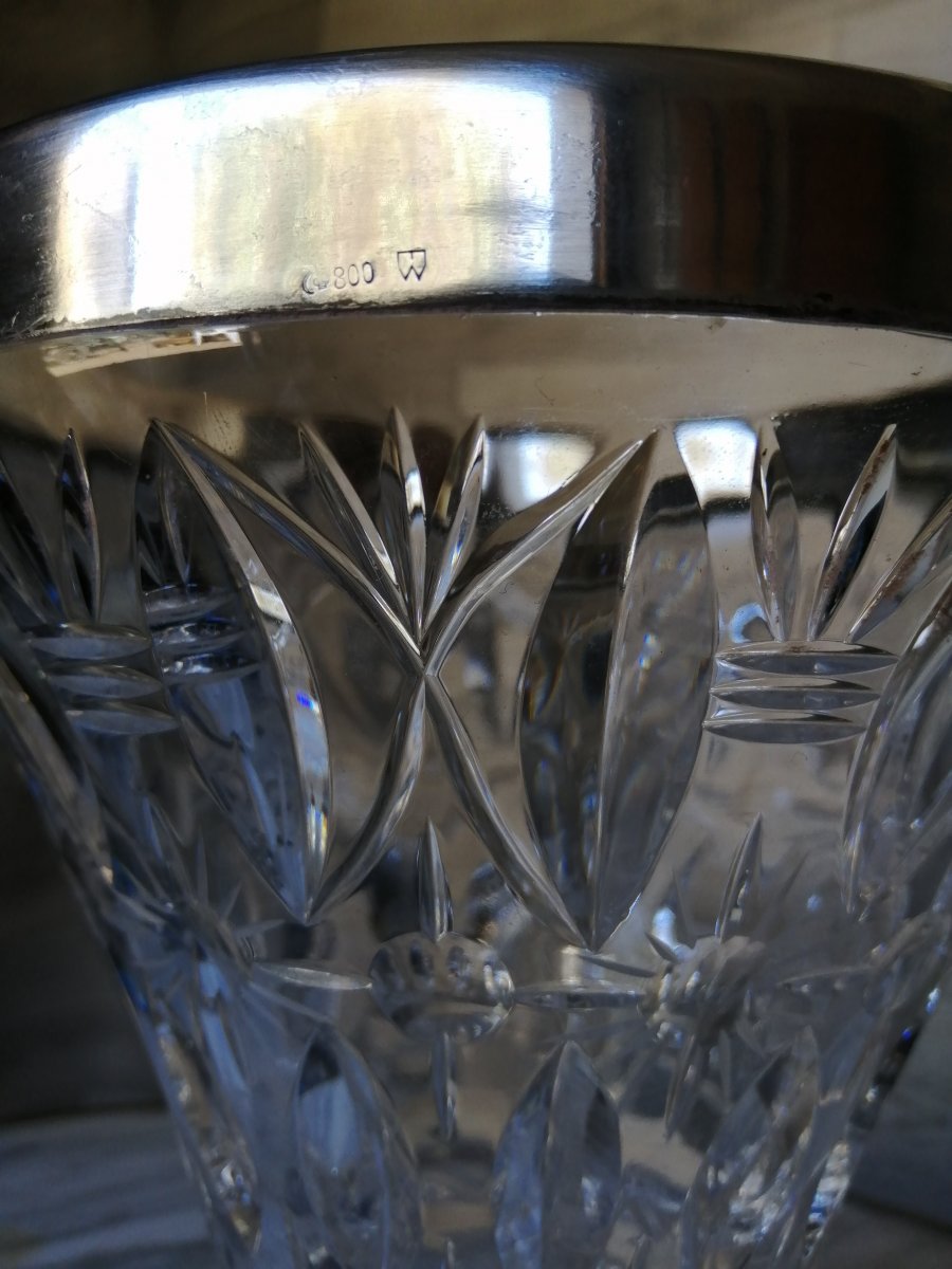 Grand Vase Cristal Et Argent Massif saint louis baccarat-photo-3