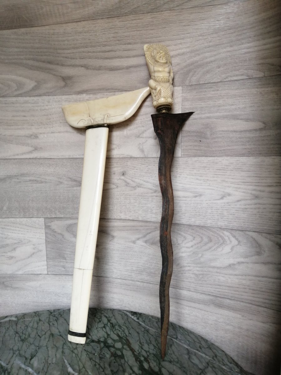 Couteau Kriss  ou keris XIX&egrave;me Ivoire Indon&eacute;sie-photo-2