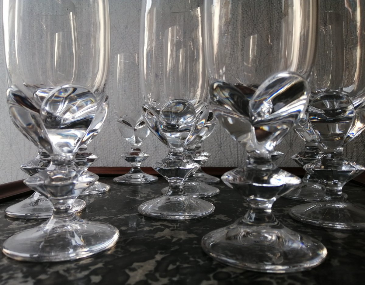 Lalique Crystal Service Champagne Flutes Blois Model-photo-2