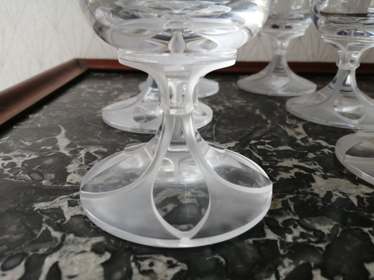 Service De Six Verres A Eau  En Cristal De Lalique modèle valençay-photo-2
