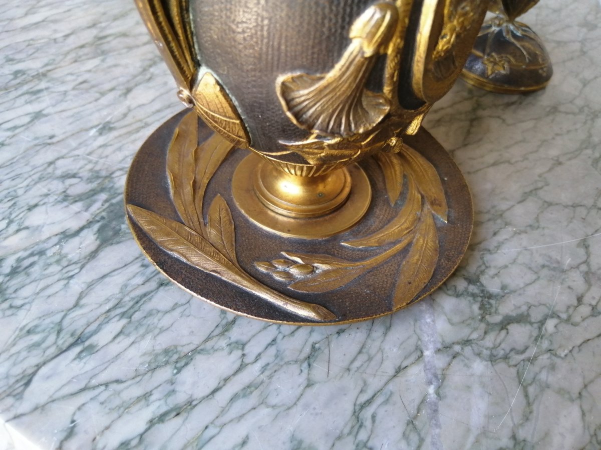 Covered Pot In Bronze Art Nouveau Barbedienne-photo-1