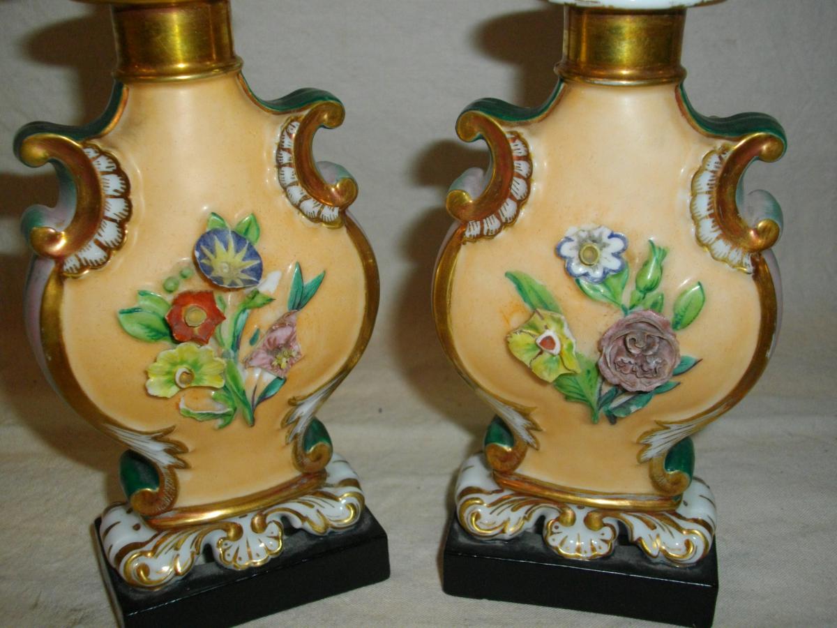 Paire Flacon parfum Porcelaine Paris 19eme-photo-2