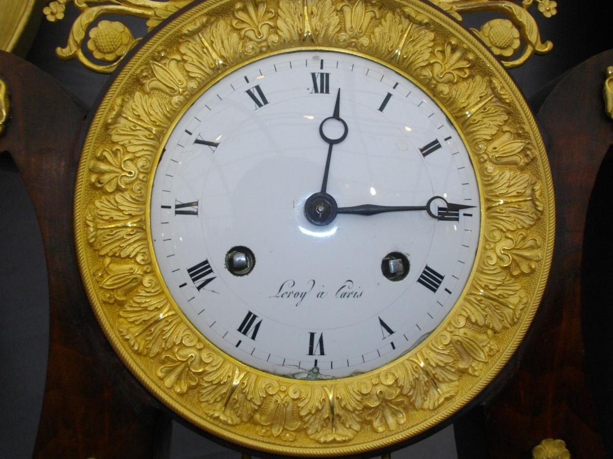 Mahogany Gilt Bronze Lyre Clock 19th-photo-4