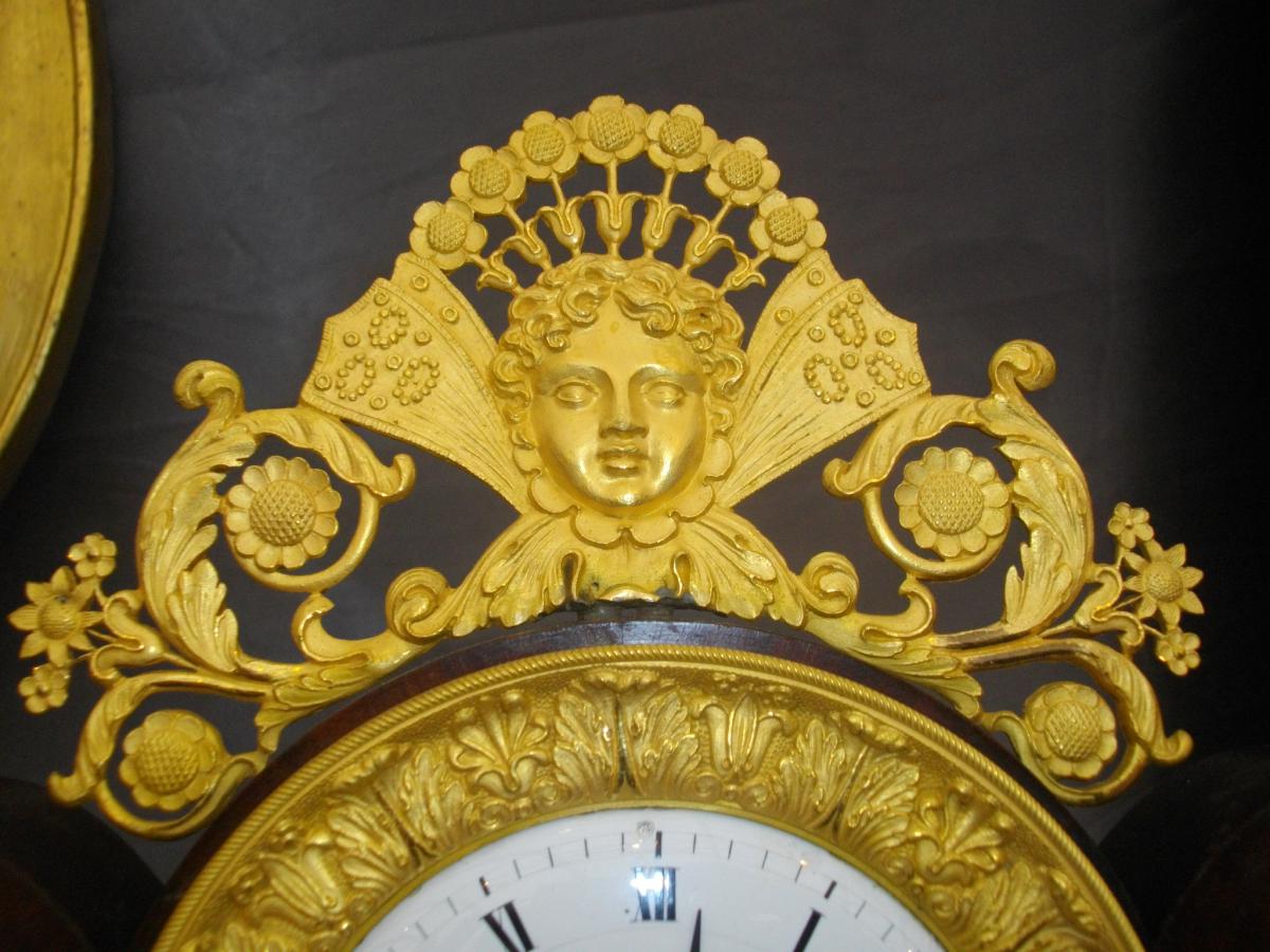 Mahogany Gilt Bronze Lyre Clock 19th-photo-1