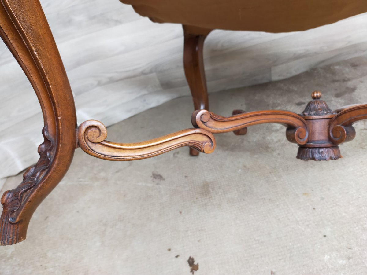 Small Bedroom Bench Louis XV Walnut Footstool-photo-2