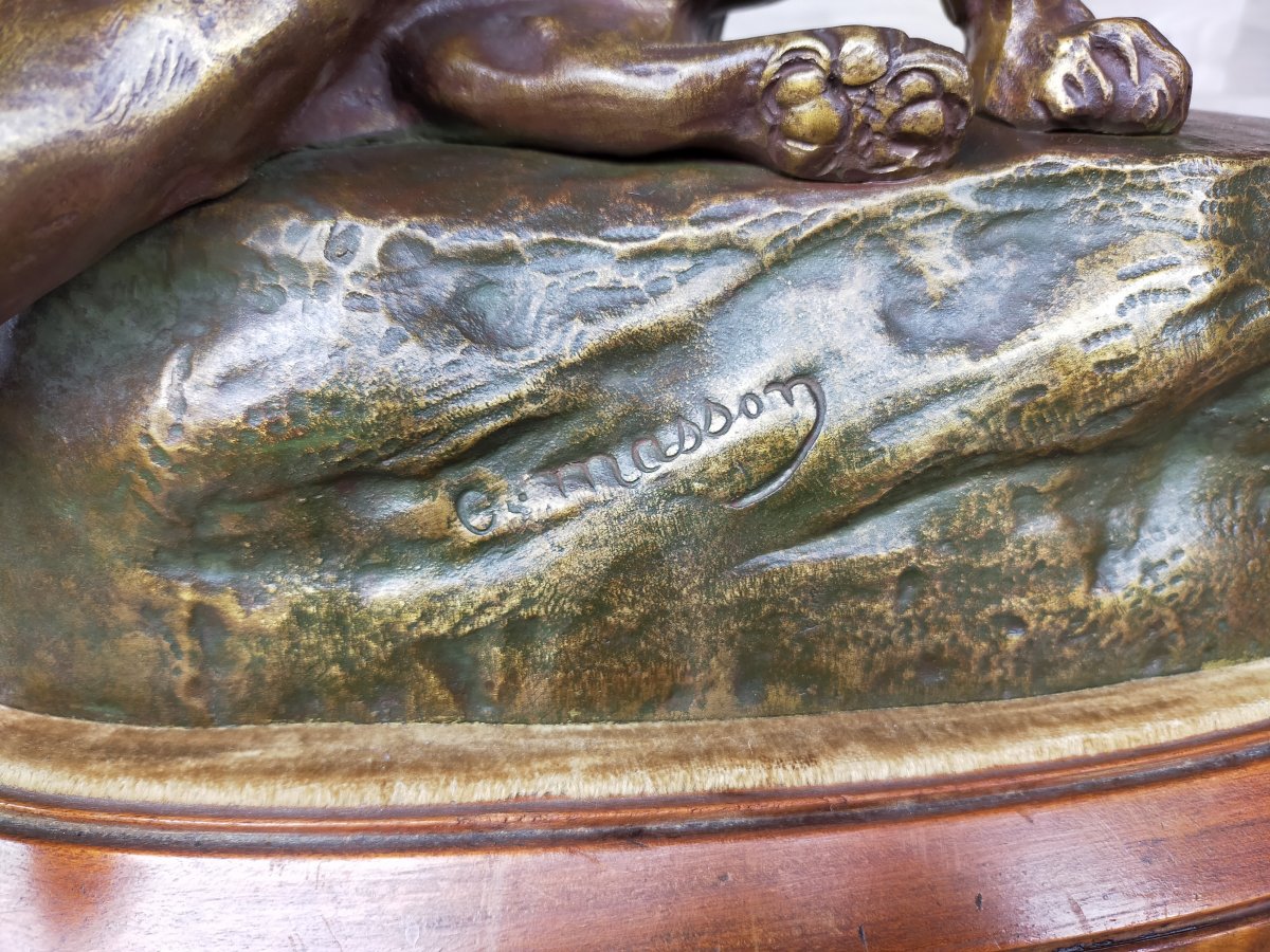 Le Lion Bless&eacute;  Bronze Clovis Edmond Masson XIX&egrave;me &eacute;l&egrave;ve De Barye -photo-2