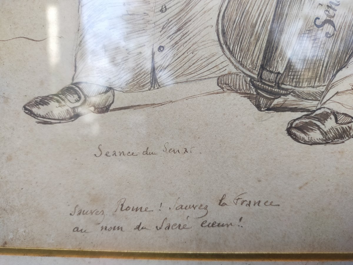 Dessin Rodolphe Salis 1851 S&eacute;ance Du S&eacute;nat  Sauver Rome Sauver La France  (propri&eacute;taire du chat noir paris )-photo-1