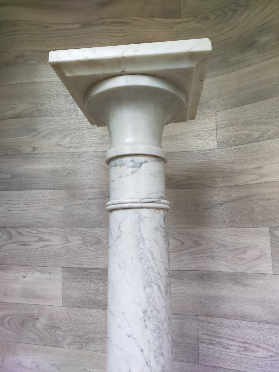 19th Century White Marble Column-photo-3