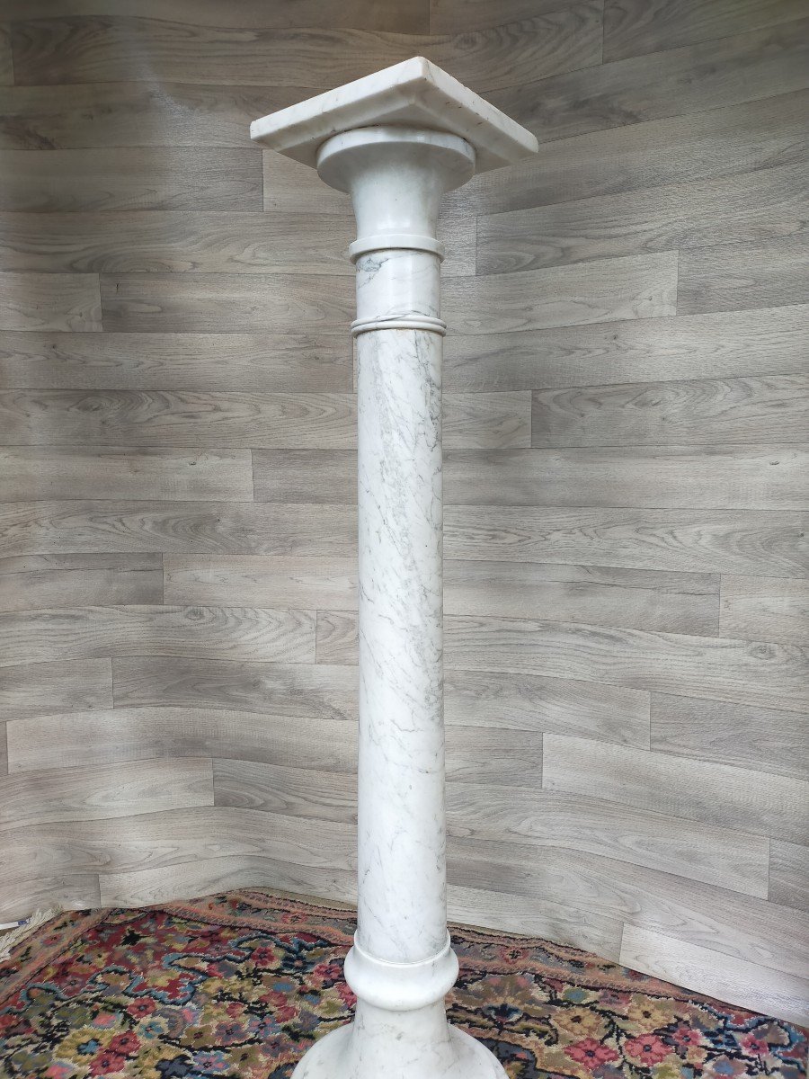 19th Century White Marble Column-photo-4