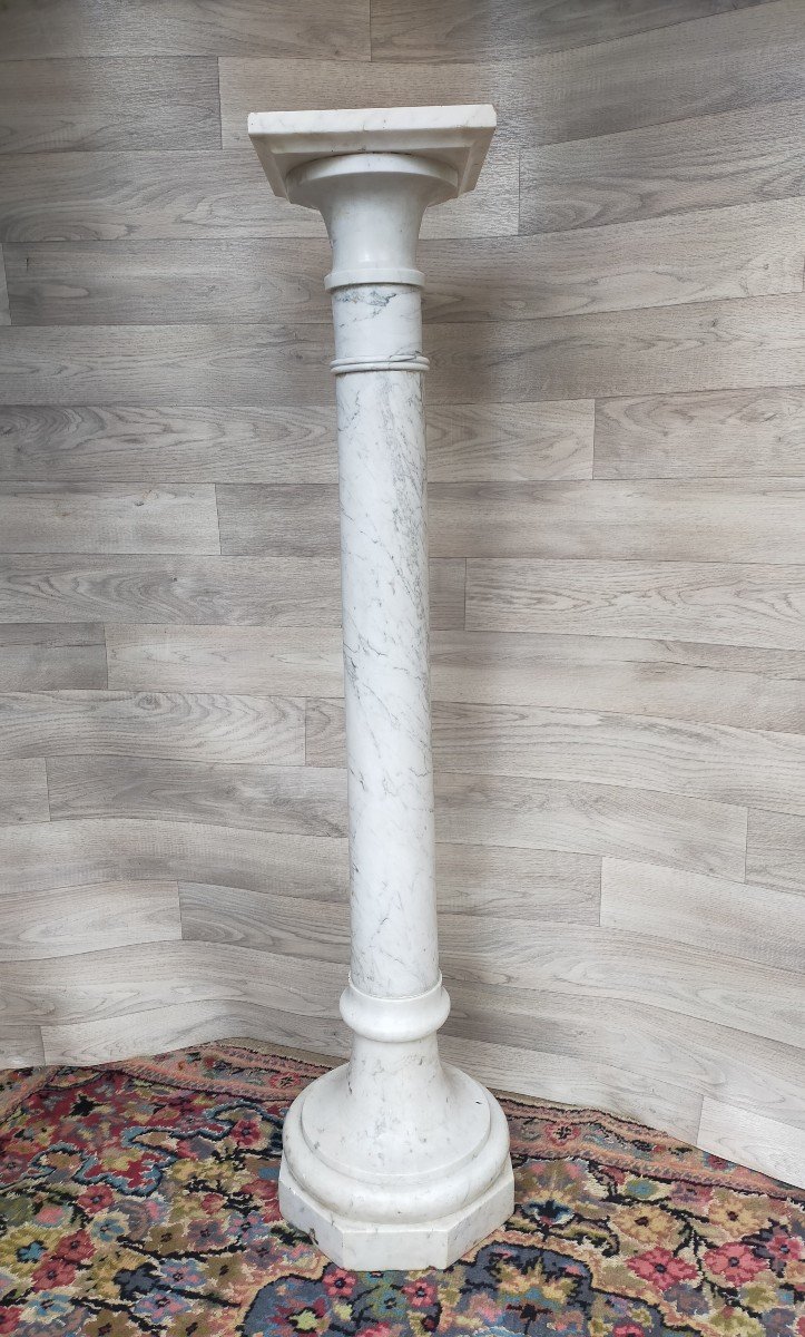 19th Century White Marble Column