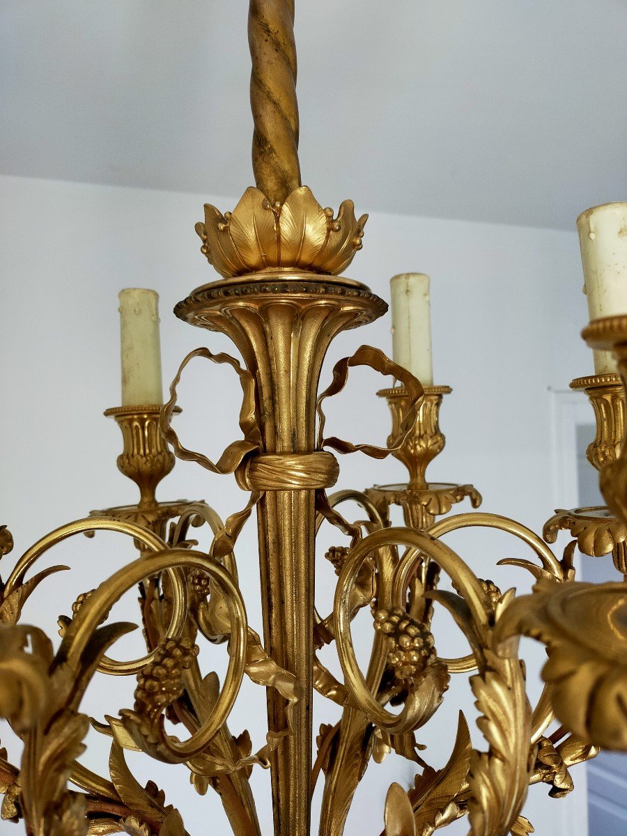 Henry Dasson Gilt Bronze Chandelier-photo-2