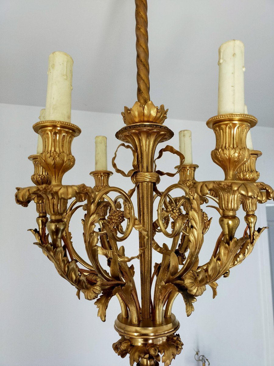 Henry Dasson Gilt Bronze Chandelier-photo-3