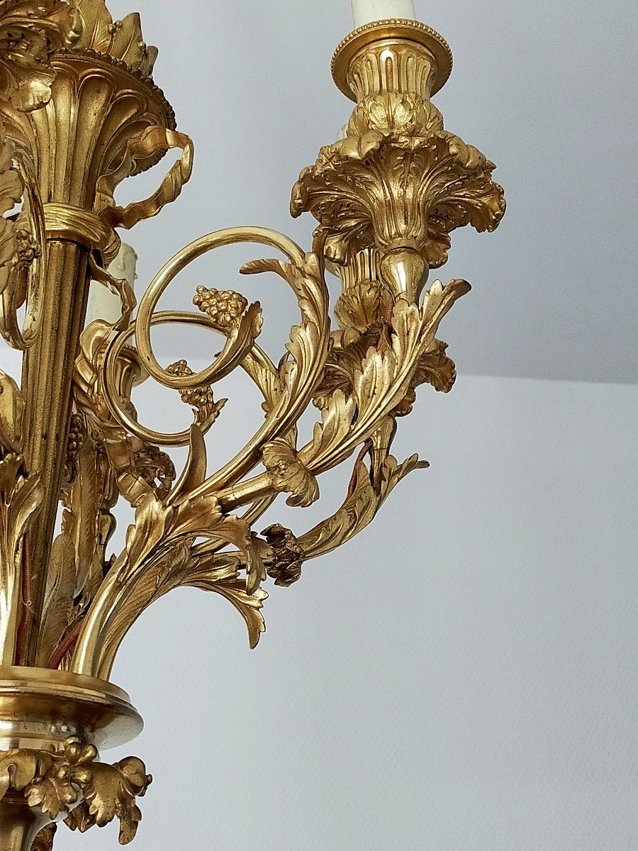 Henry Dasson Gilt Bronze Chandelier-photo-4