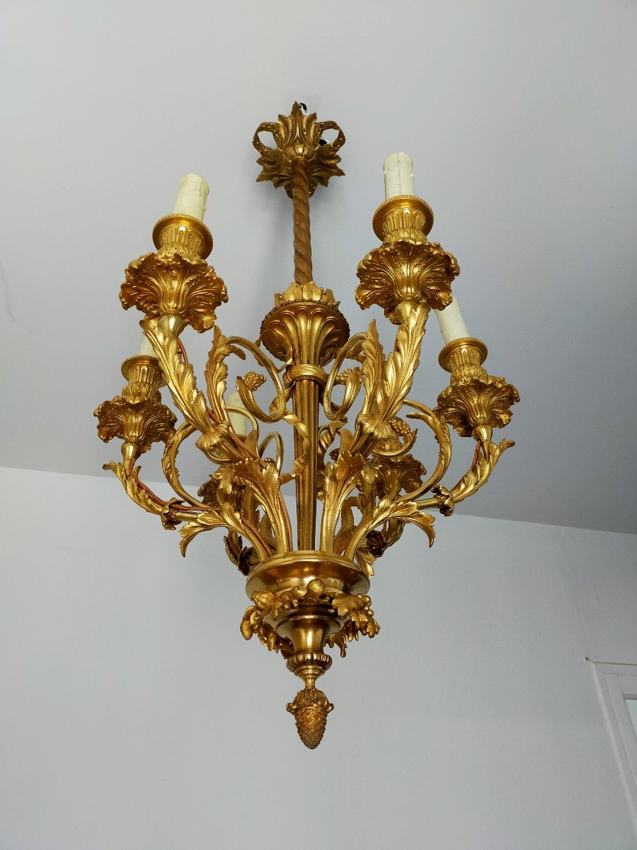 Henry Dasson Gilt Bronze Chandelier-photo-1