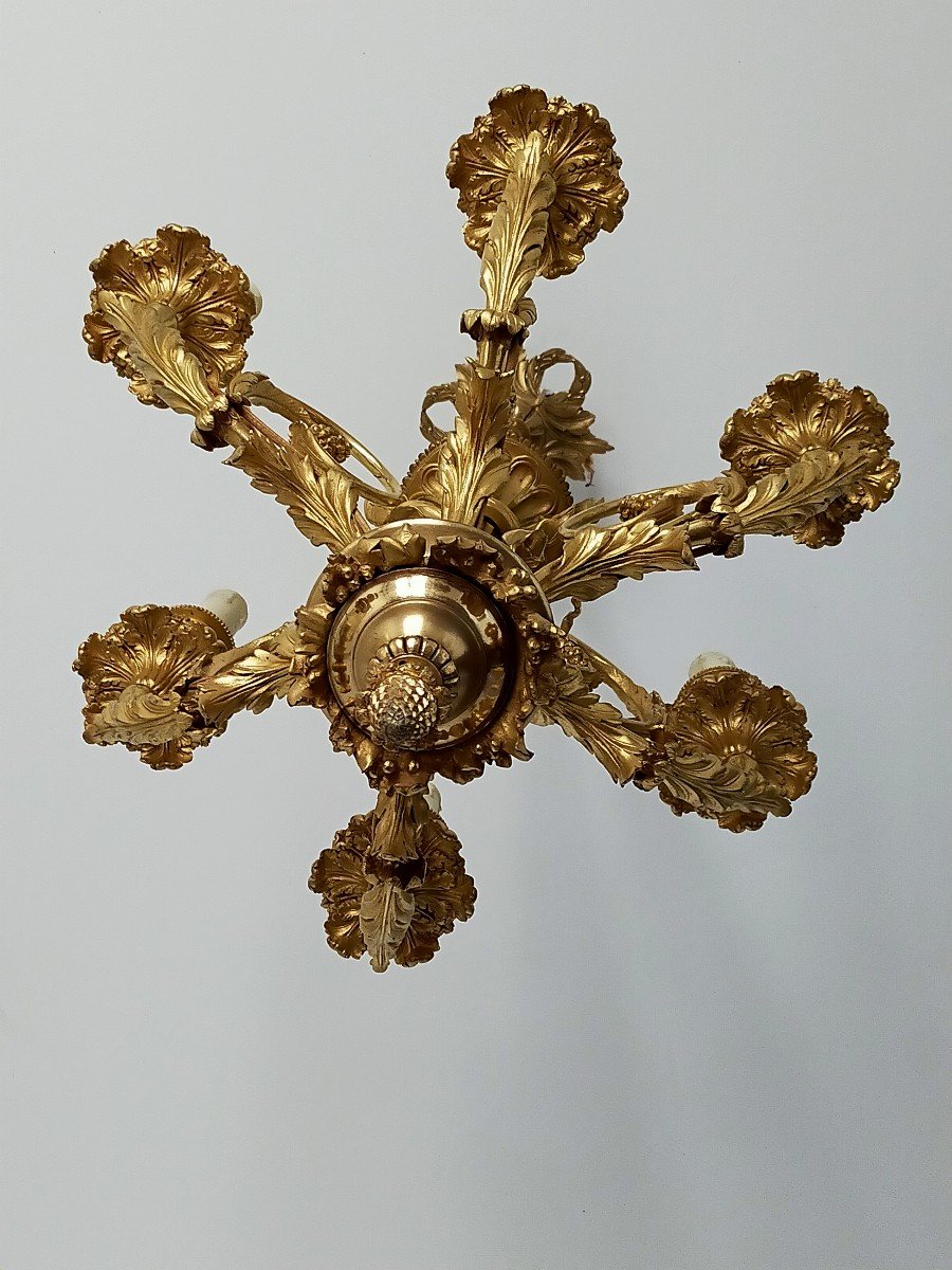 Henry Dasson Gilt Bronze Chandelier-photo-2