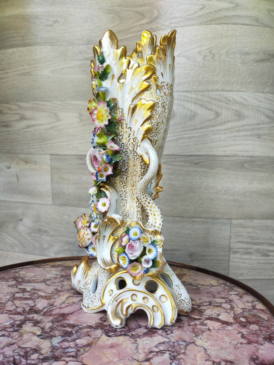 Jacop Petit 1830/1866 Vase En Porcelaine de paris d&eacute;cor polychrome -photo-2