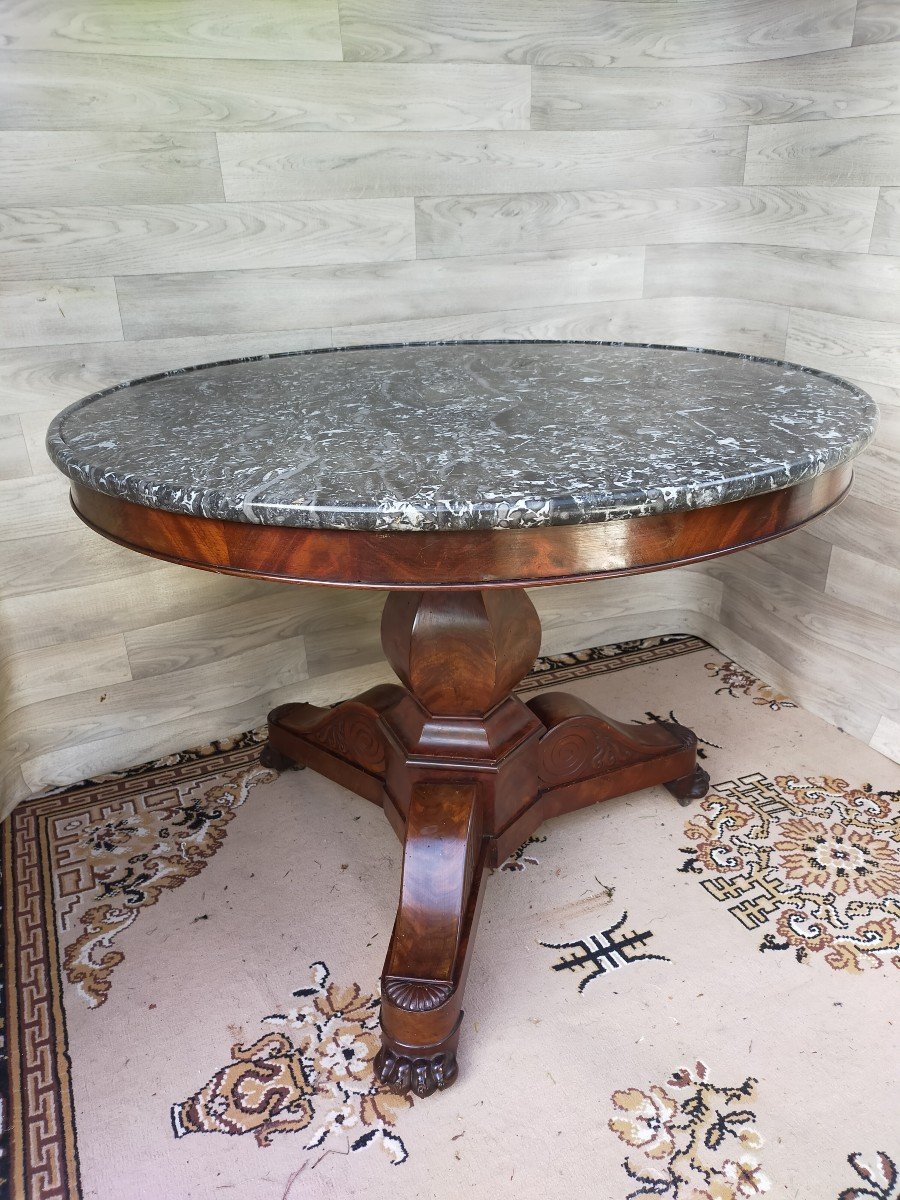 Flamed Mahogany Claw Feet Pedestal Table-photo-2