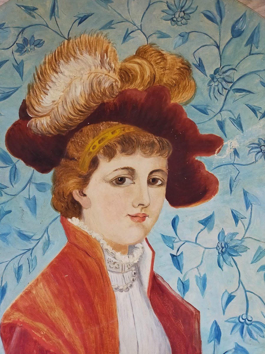 Large Wall Dish 51 Cm Young Woman With Headdress-photo-4