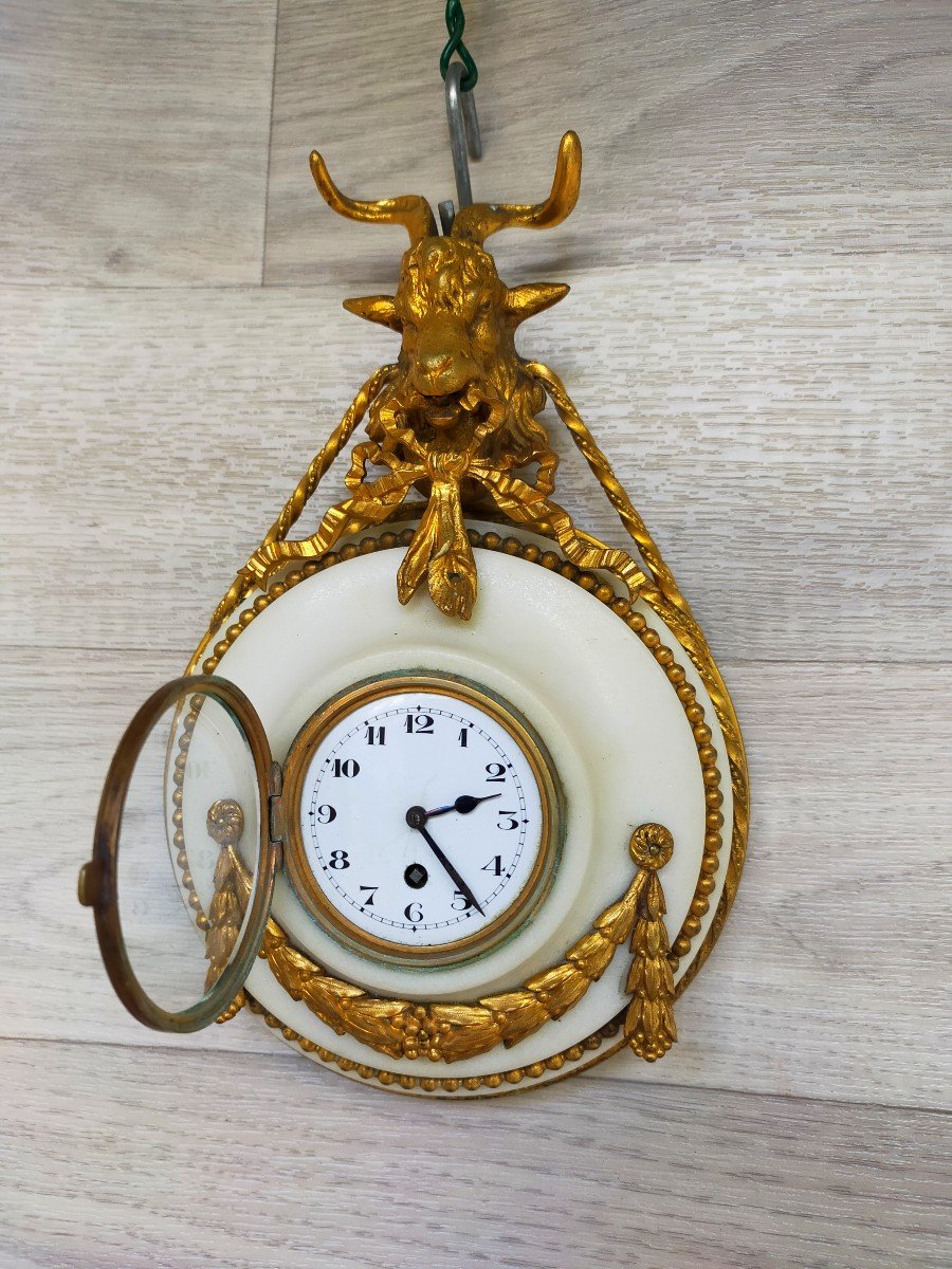 Petit Cartel louis xvi En Bronze Doré ( Pendule, horloge)-photo-2