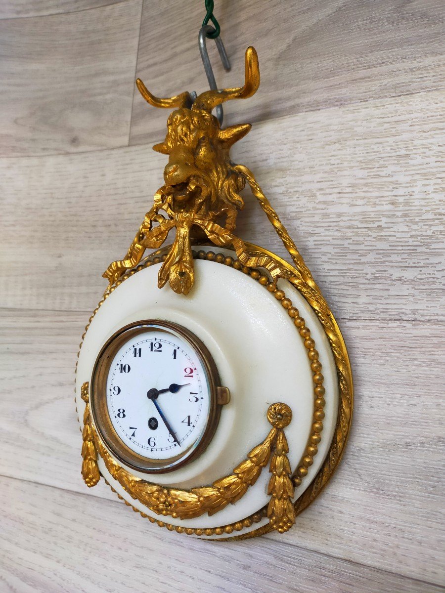 Small Louis XVI Cartel In Gilt Bronze (pendulum, Clock)-photo-3