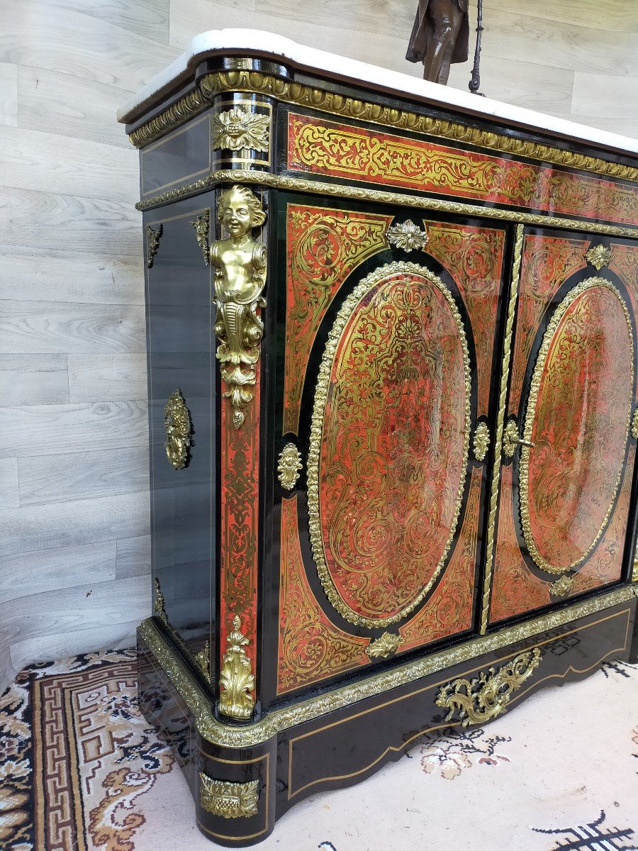 Napoleon III Boulle Marquetry Support Cabinet (two Door Buffet)-photo-4